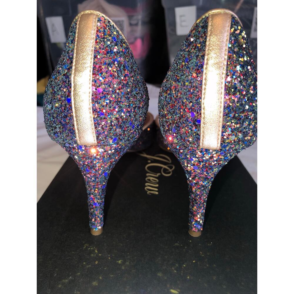 Jcrew D'Orsay Pump Glitter Size 8.5 Pink Green Holographic Wedding Formal Fairy - Picture 7 of 12